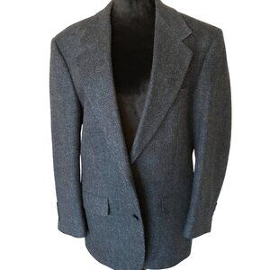 Evan-Picone Wool Tweed Blazer: Vintage 80s Sport Coat, Black Gray, Men’s Size 42